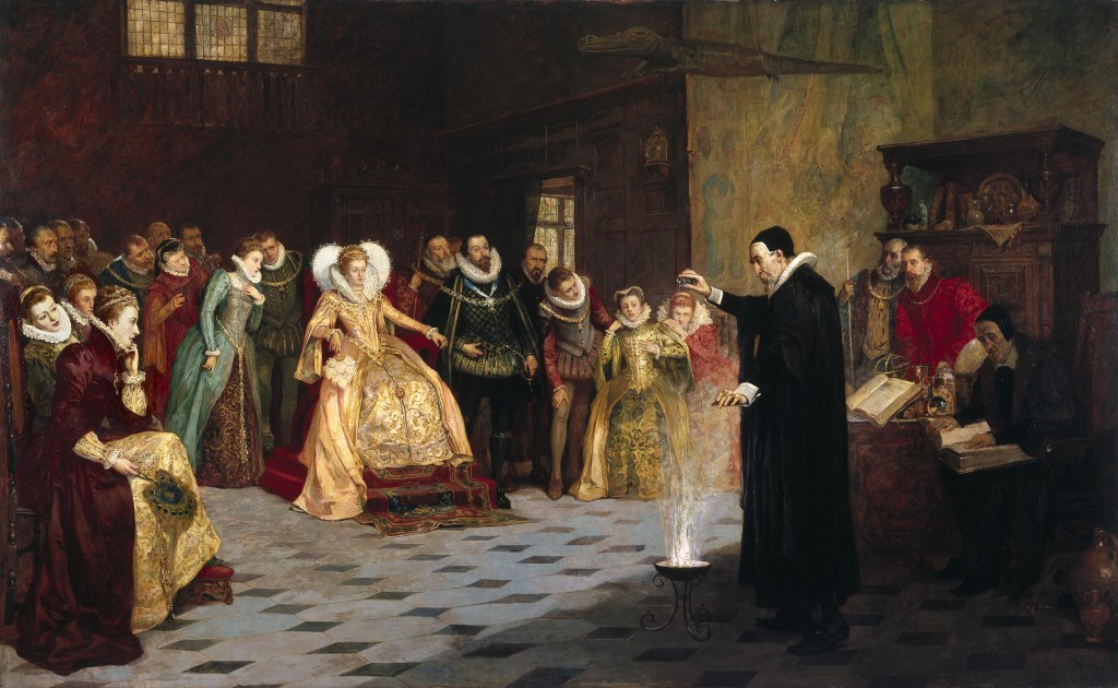 Glindoni John Dee performing an experiment before Queen Elizabeth I, artist Henry Gillard Glindoni